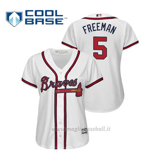 Maglia Baseball Donna Atlanta Braves Freddie Freeman Cool Base Majestic 1ª2019 Bianco